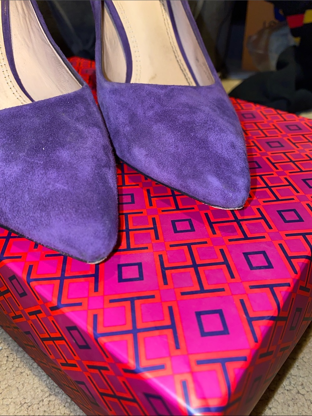 Tory Burch Violet Suede Pointed-Toe Pumps 8.5 - Picture 6 of 6